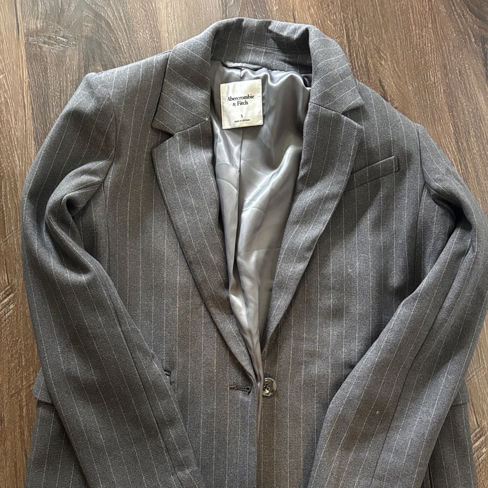 Abercrombie Grey Striped Blazer